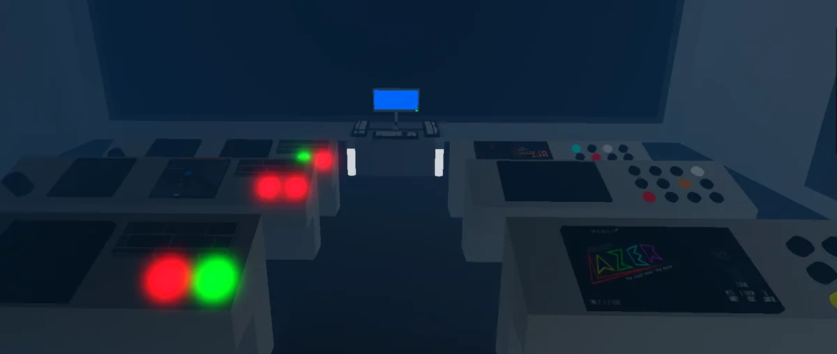 Airport Control Room computer area with control panels in Flee the Facility