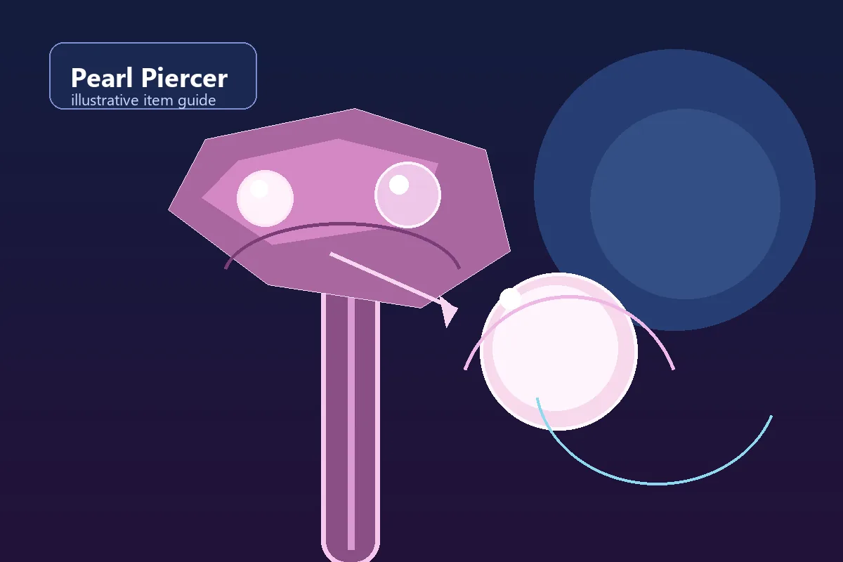 Martelo e gema com tema de pérola em uma ilustração sobre trocas do Pearl Piercer no FTF